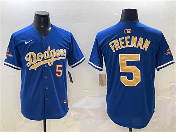 Men%27s Los Angeles Dodgers #5 Freddie Freeman Royal 2025 Gold Collection Limited Stitched Jersey->los angeles dodgers->MLB Jersey